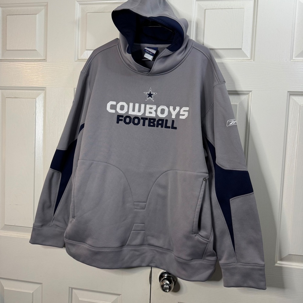 NFL Heavy Dallas Cowboys Authentic Sideline Reebok Hoodie Gray Men's XL EUC - Picture 8 of 10